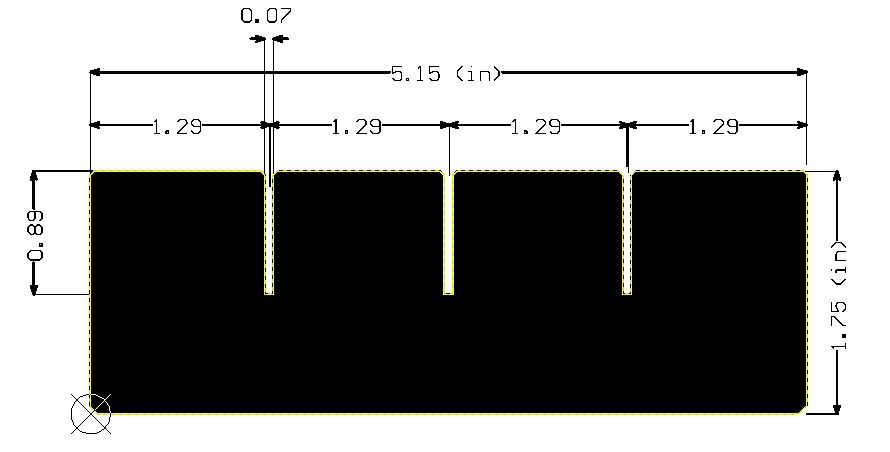 Dimensional drawing of large drawer divider showing 5.15 x 1.75 inches