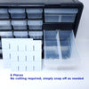 Organizing drawers with drawer extended and divider inserted. Additional divider sheets shown