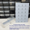 Stack of white length dividers with text overlay on a white background
