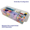 Clear storage box with colorful building blocks and text indicating configuration details.