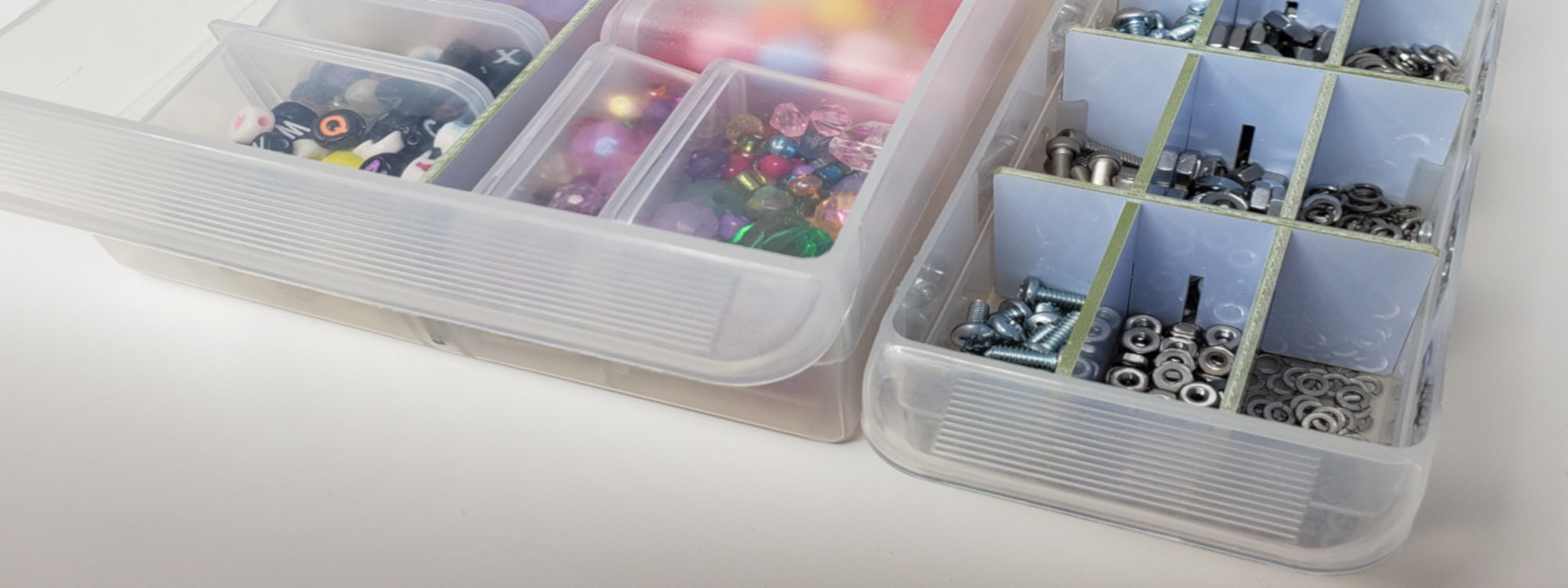 Combined configurable bin dividers and divider boxes to maximize organizational efficiency of small parts